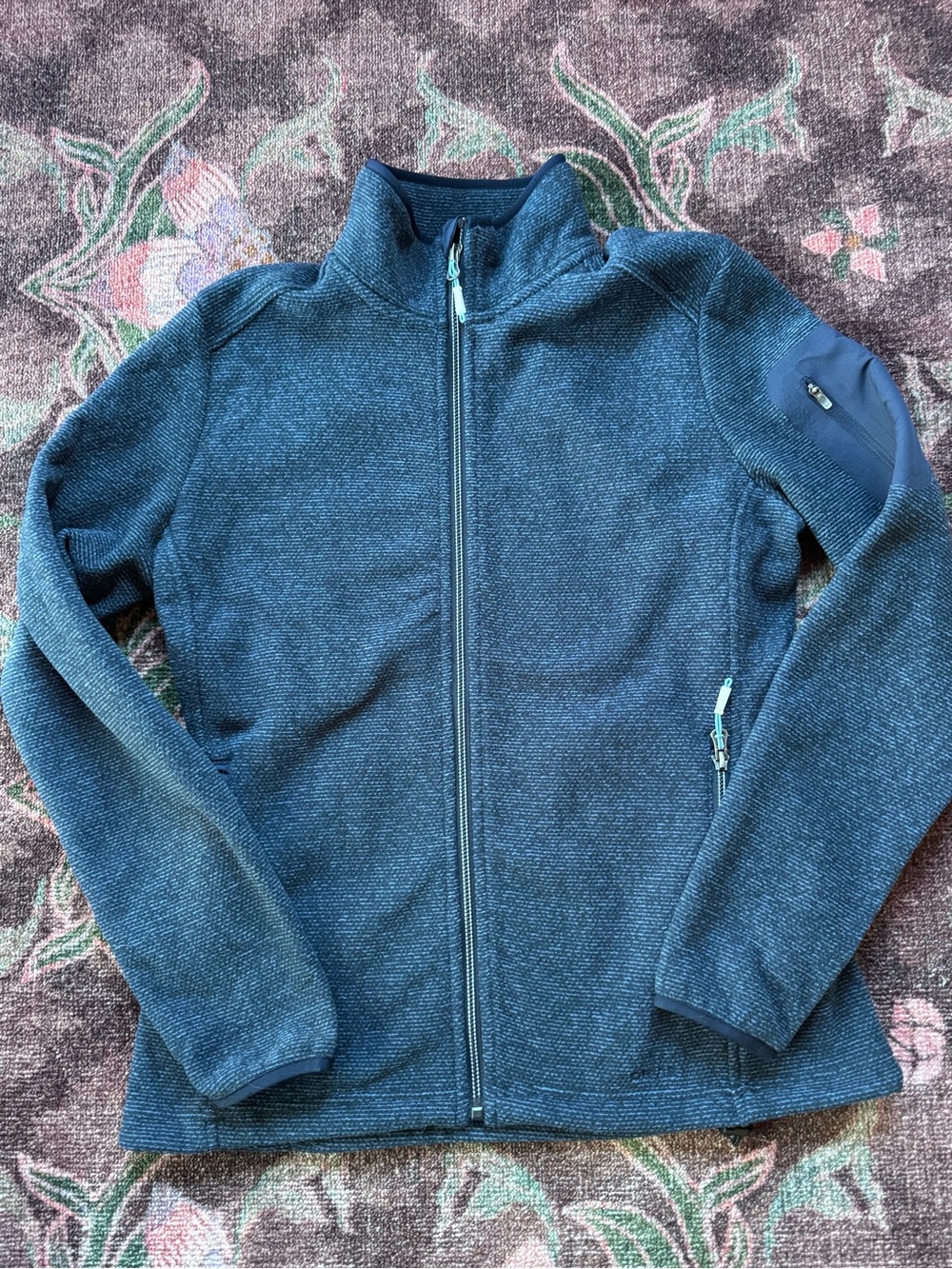 Orvis Women’s Full-Zip Heathered Navy Jacket Sweater Fleece Size Small